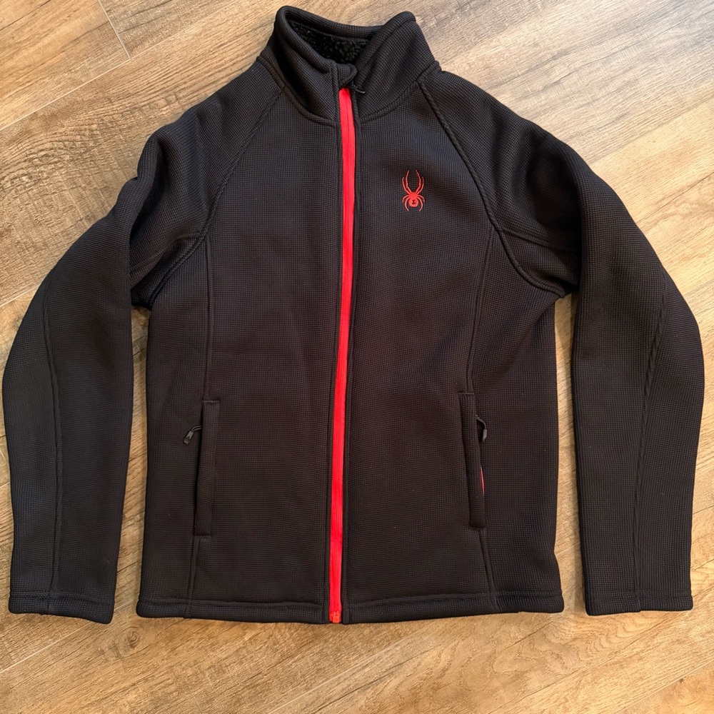 Spyder Mens S Stellar Jacket Sherpa Lined Fleece Black Zippered Pockets Full Zip